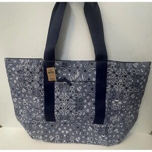 NWT! PINK by Victoria Secret Blue Paisley Tote Bag Blue Straps Magnetic Close